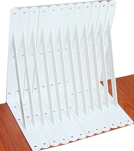 Vista 21 de Paquete de 4 soportes de estante resistentes de 8 pulgadas de largo x 6 pulgadas de alto con tornillos, soportes de estante de metal, soportes