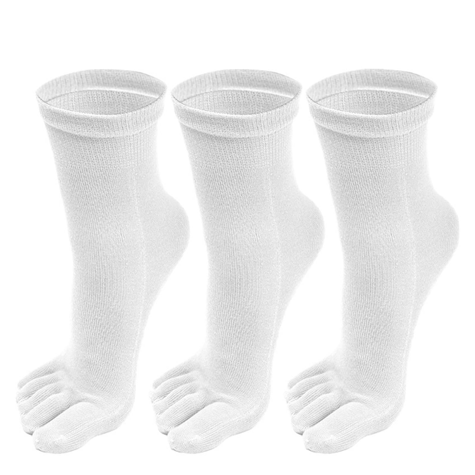 ITRHJTGP Finger Socks 3pairs Five Finger Socks Men Breathable Sports Five-toe Long Casual Middle for Fitness(White-3pairs)