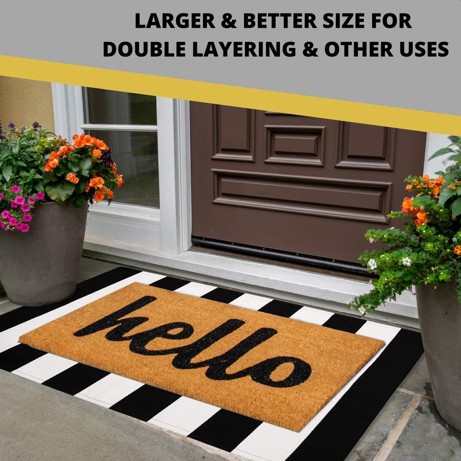 Black & White Striped Rug - Entryway Mat -4