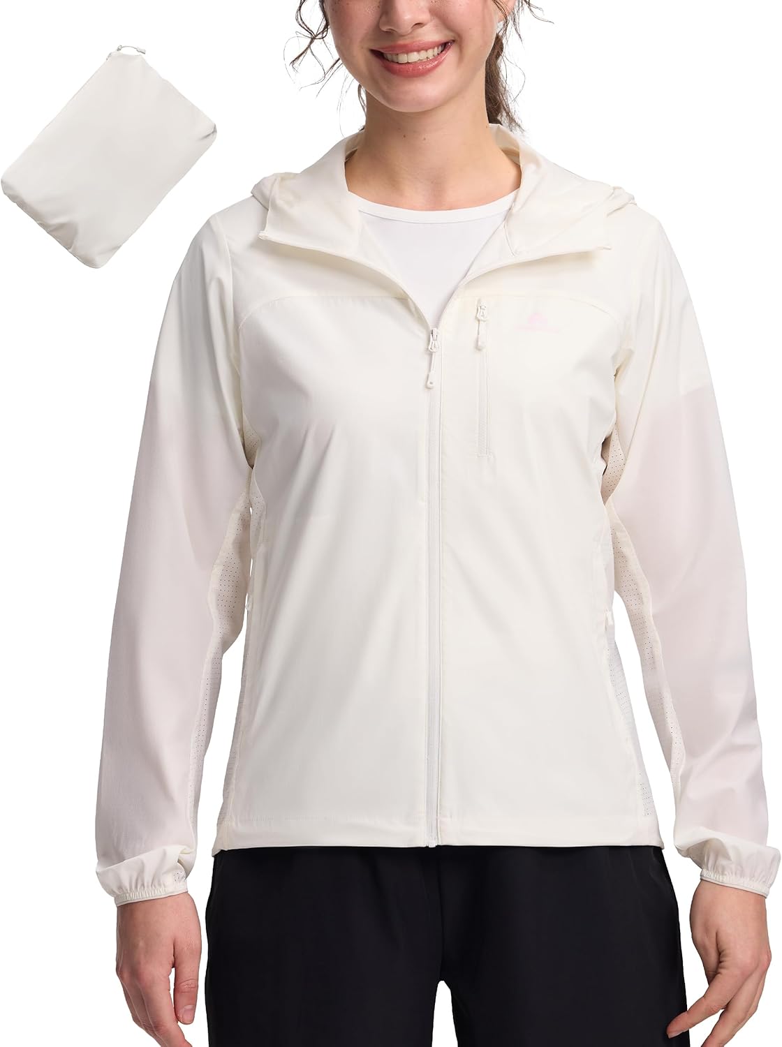 Pioneer Camp Women's UPF 100 Windbreaker Jacket Sun Protection Hoodie Packable Lightweight with Pockets Hiking Running