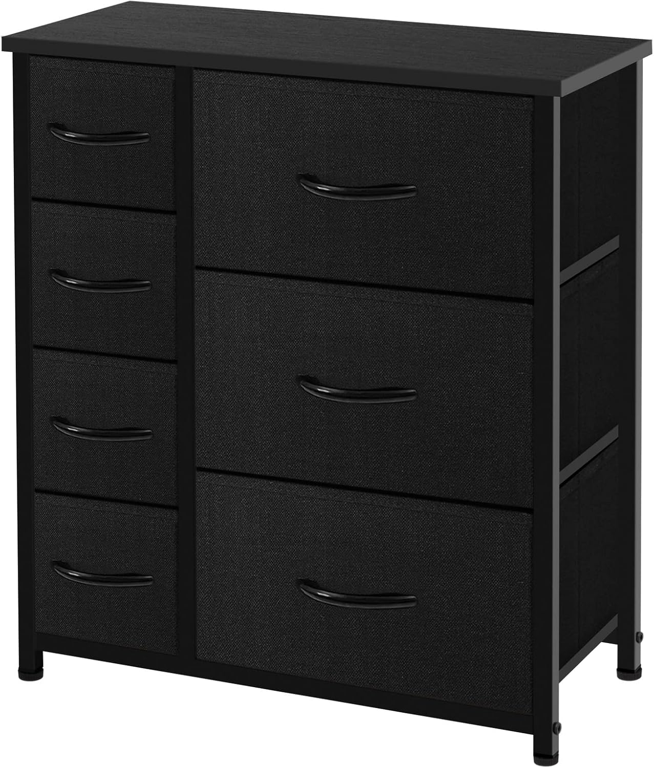 AZL1 Life Concept Vertical Dresser Storage Tower, Steel Frame, Wood Top, Easy Pull Fabric Bins-Organizer Unit for Bedroom, Hallway, Entryway, Closets-7 Drawers, Black