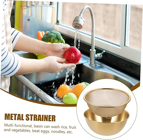 Miniatura 4 de Stainless Steel Fine Mesh Strainer with Anti-slip Flat Bottom Multi-functional Rice Washer and Vegetable Fruit Washing Basket for Kitchen Use Wire