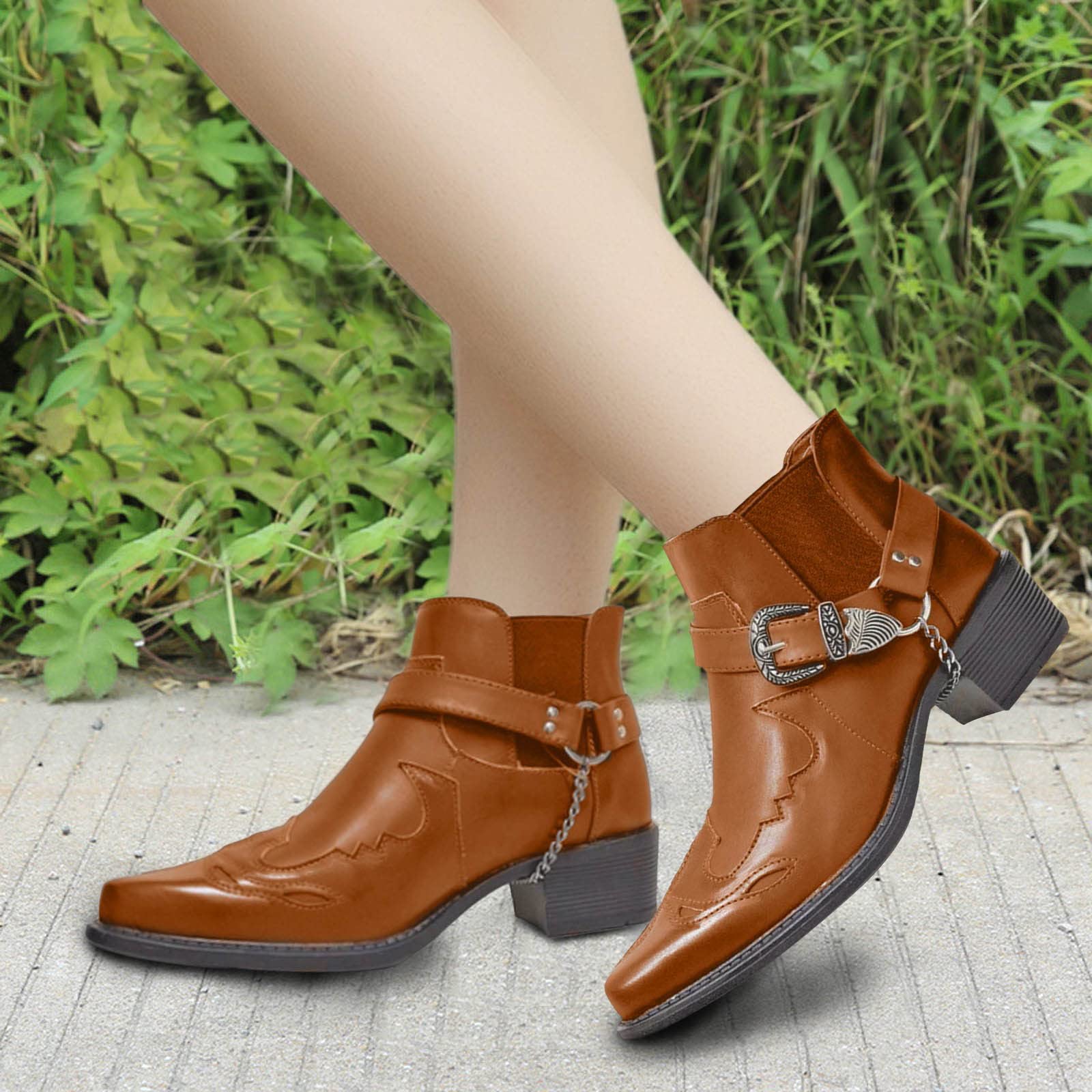 Botas de vaquero para hombre, de caña corta, impermeables, para tobillo