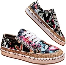 Women's Shoes, Casual Slip-Resistant Color Assorted Lace Sneakers Low Flat Walking Shoes