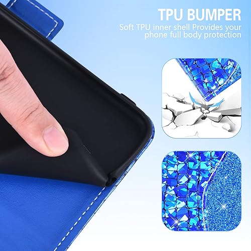 Miniatura 33 de Asuwish Funda para teléfono OnePlus 8 OnePlus8 5G UW Tmobile Wallet Cover con protector de pantalla y tarjetero abatible Bling Glitter Cell One