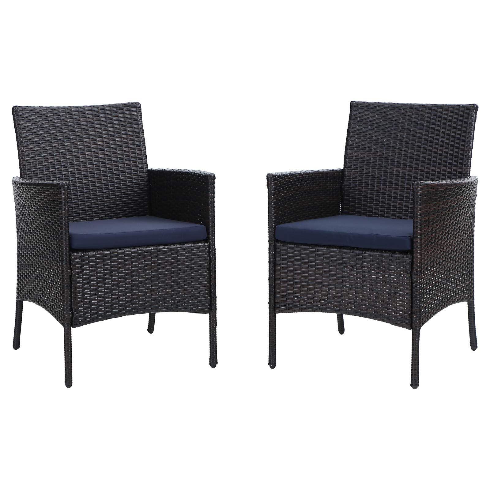 MFSTUDIO Gartenstuhl Set, Outdoor Rattan Stuhl, Gartenmöbel mit Abnehmbaren Kissen, Geeignet für Rasenflächen, Terrassen, Innenhöfe, Schwimmbäder, 2er-Set