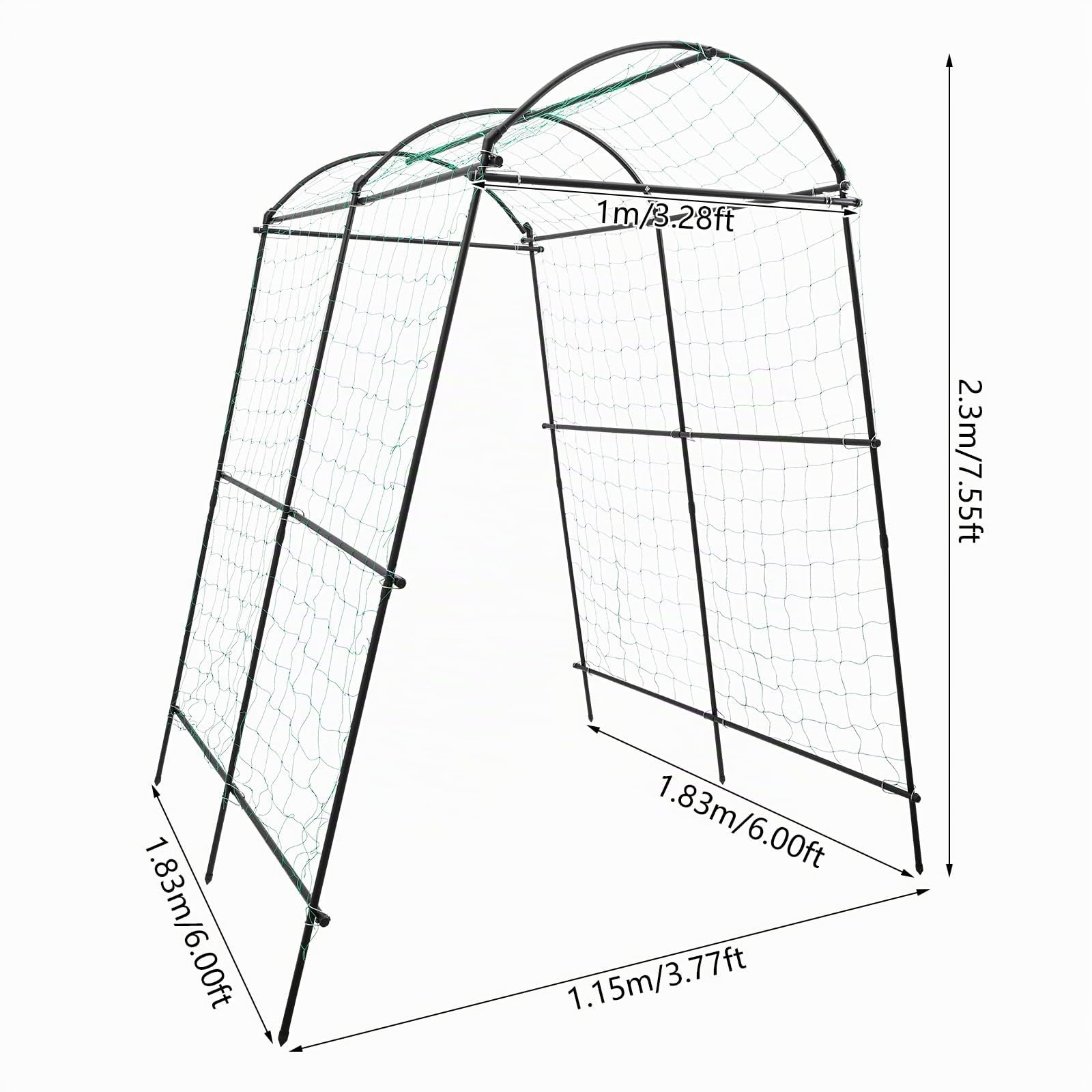 Grande arche de jardin pour plantes grimpantes de 2,3 m de haut en métal avec treillis de vigne grimpant pour plantes grimpantes en plein air, légumes, fruits et fleurs