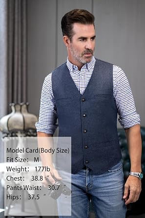 Solovedress Mens Vintage Waistcoat Tweed Wool Regular Fit Suit Vest for Wedding Groomsmen