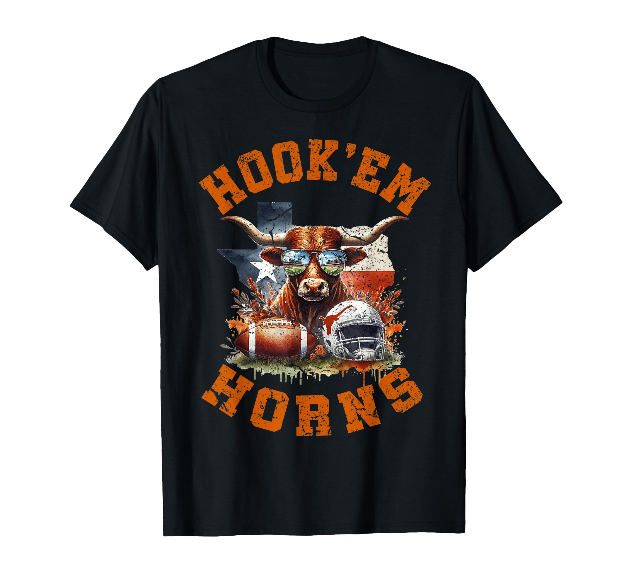 Hook'em Horns Men Women Longhorn head T-Shirt