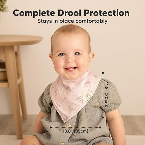 Miniatura 266 de KeaBabies 8 unidades de baberos tipo bandana orgánicos para niñas - Baberos tipo triángulo súper absorbentes para bebés que babean y están en