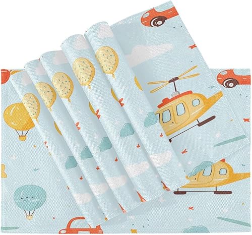 Miniatura 4 de Manteles individuales rústicos personalizados para niños, reutilizables, 6 piezas, 12 x 18 pulgadas, individuales para mesa de comedor elegantes