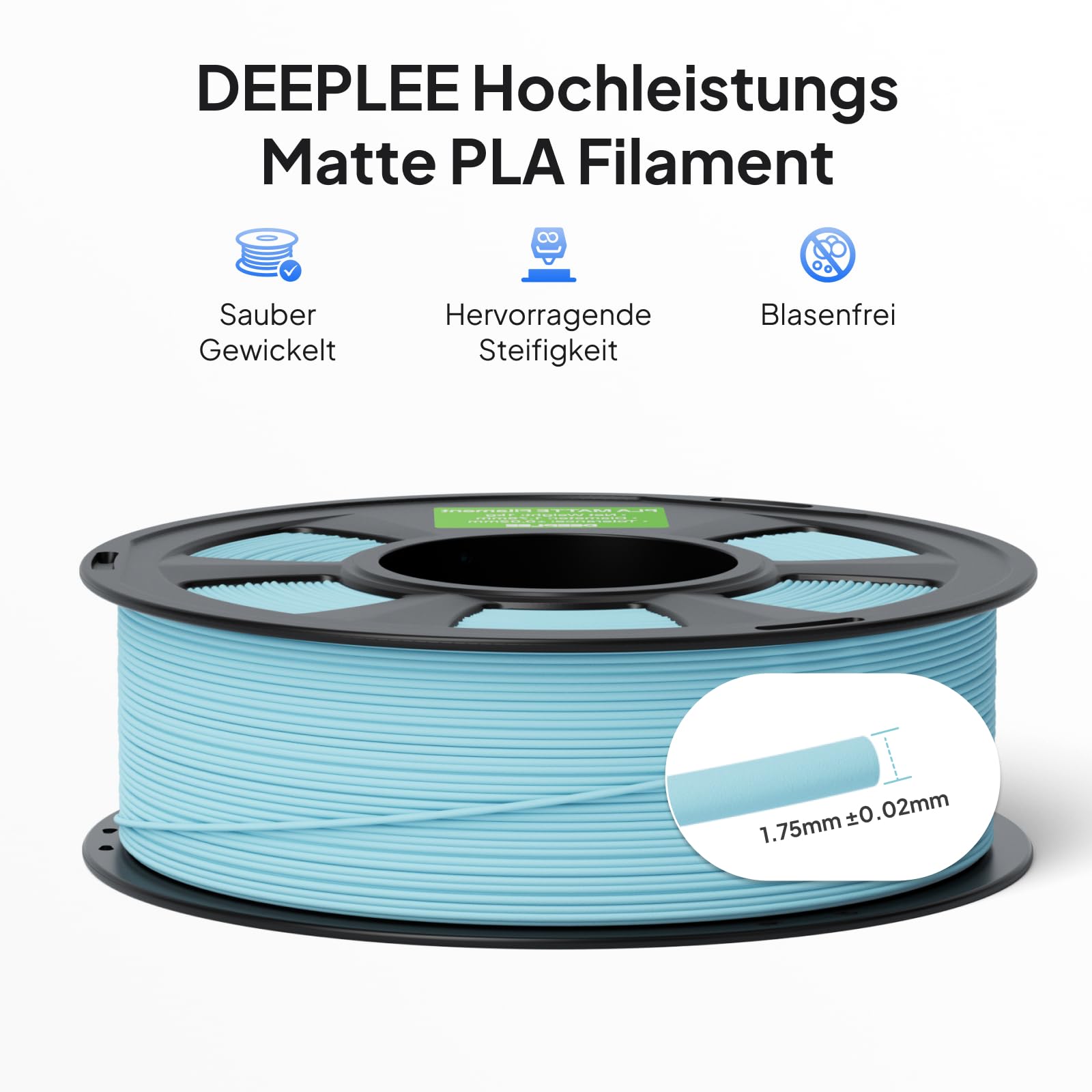 DEEPLEE Matowy filament PLA 1,75 mm do drukarki 3D, 4 kg, słoneczny żółty, beżowy, rubinowy czerwony, granatowy, dokładność pomiaru +/- 0,02 mm, do większości drukarek 3D FDM