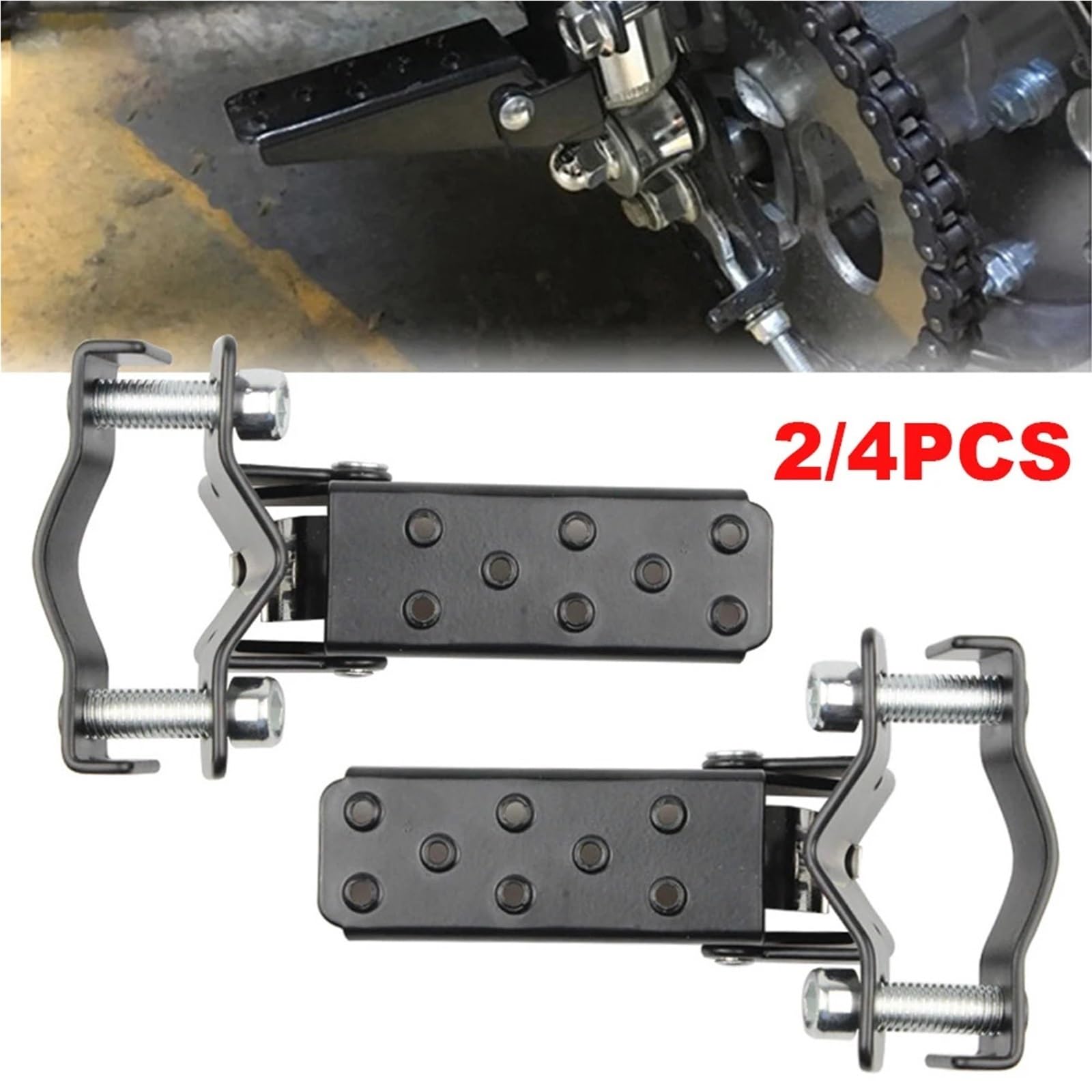 regulowany Pedały 1/2 pary czarnych podnóżków motocyklowych składanych tylnych(2 Pair)