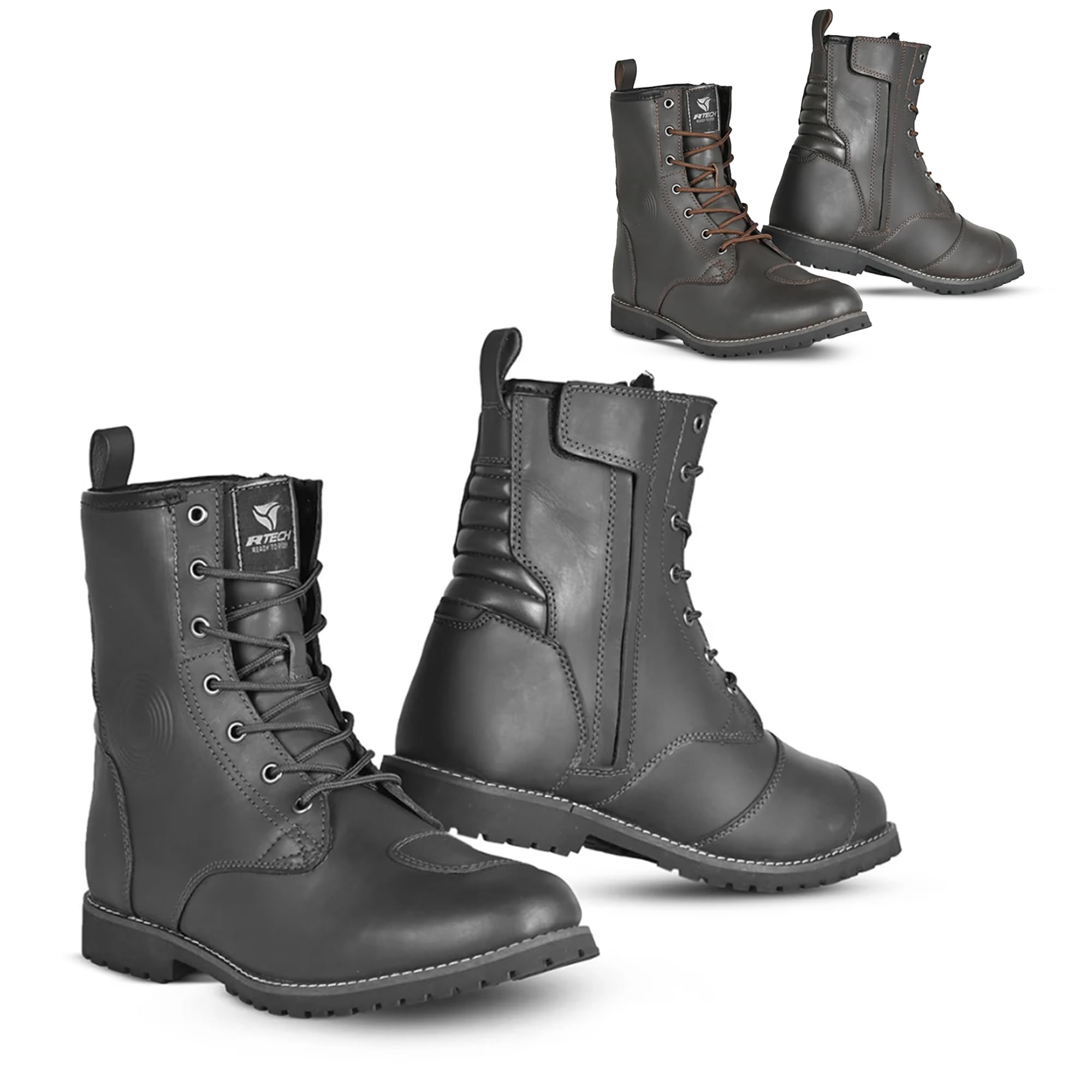 MAXIMO-MOTO Urban Leather Motorcycle Boots for Men (Black, Adult