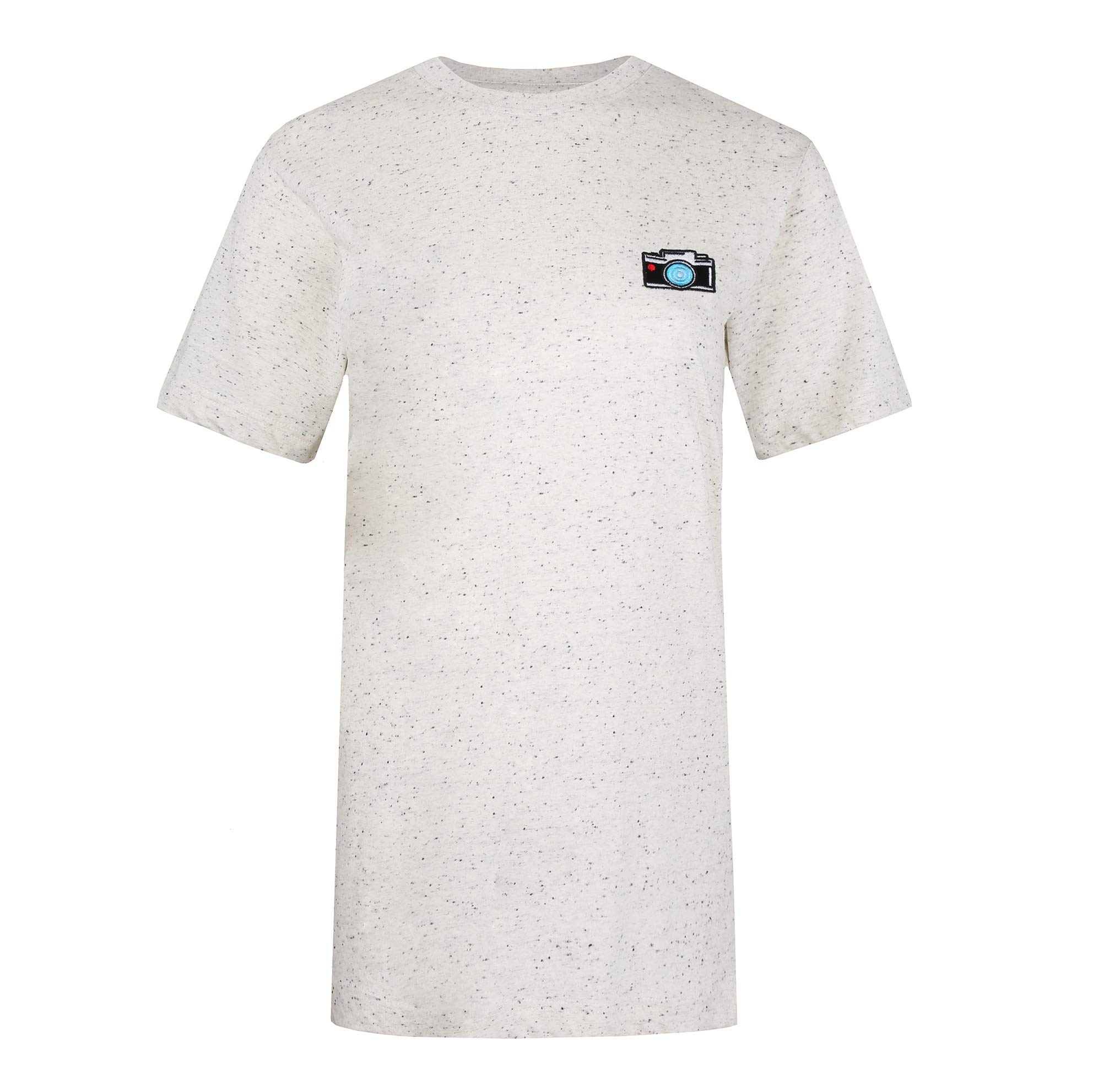 Logo Mania Women's Camera T Shirt, Ecru/Black Nep, L UK