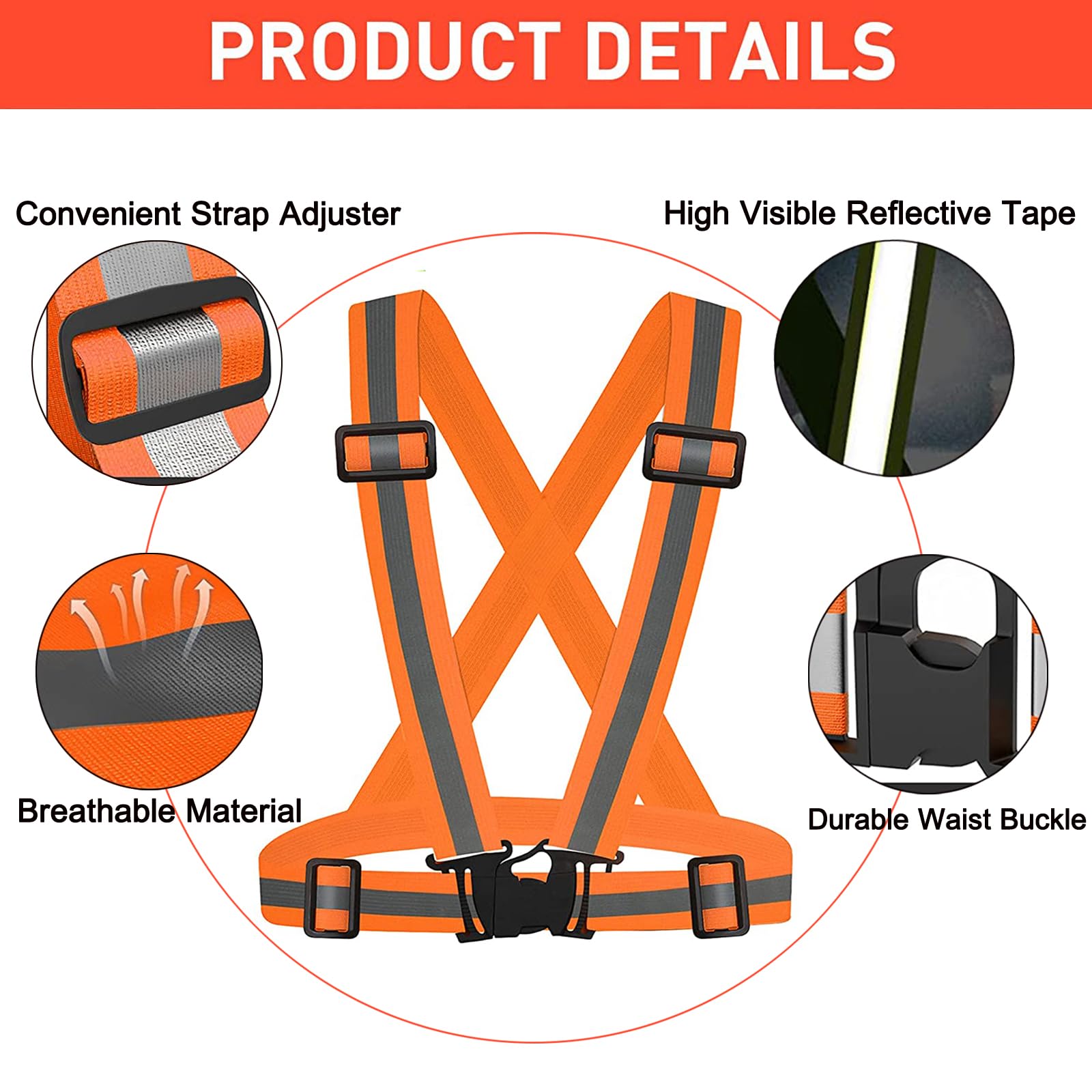 Oeyliz Reflective Vest Reflective Running Vest Men Women 2 Pack Safety Vest High Visibility Vest Night Running Vest Running Gear Adjustable Reflective Safety Running Walking Cycling(Orange+Green)