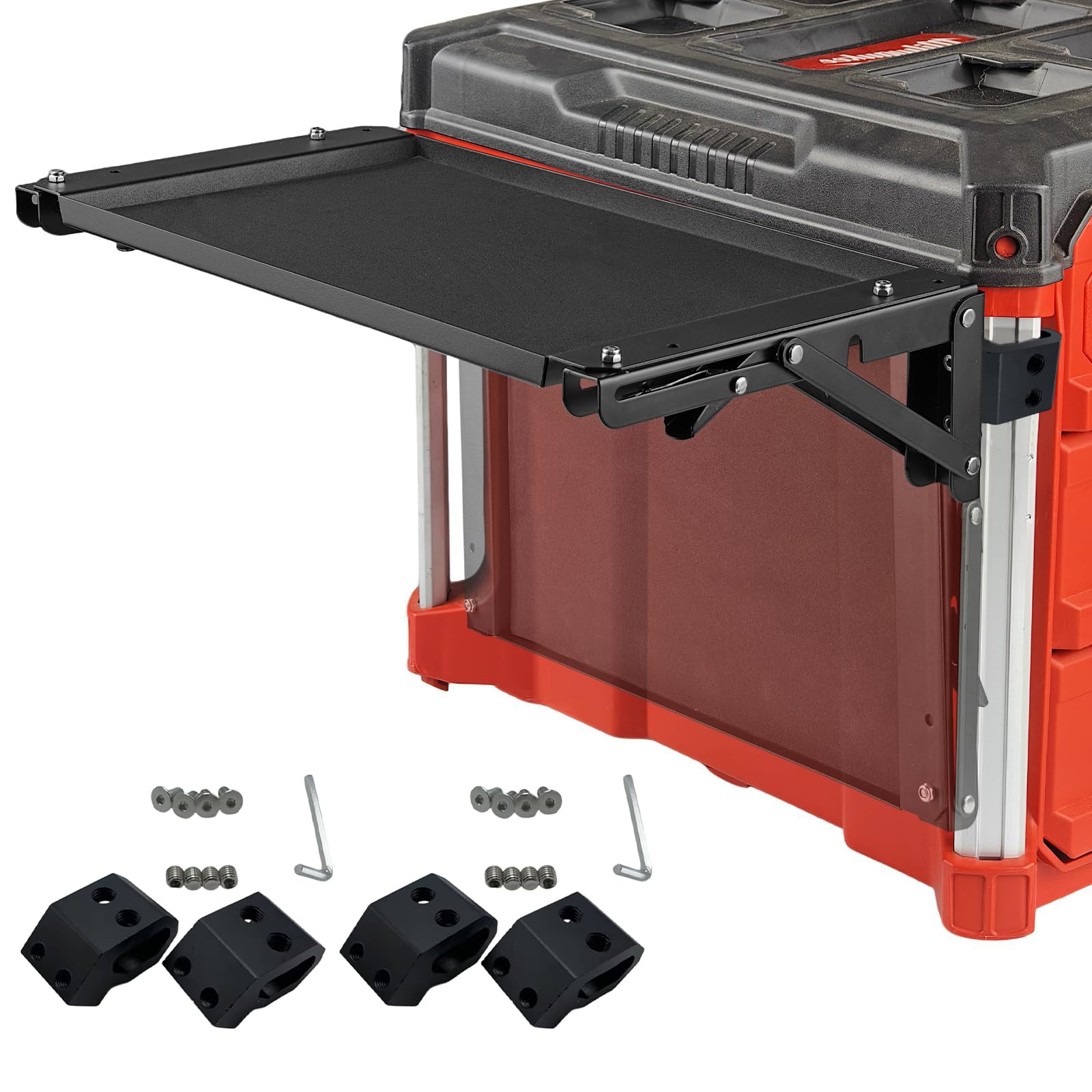 Banco de trabajo magnético plegable para organización de herramientas con bandeja de goma y estructura de aluminio, adecuado para maletas portátiles, técnico portátil