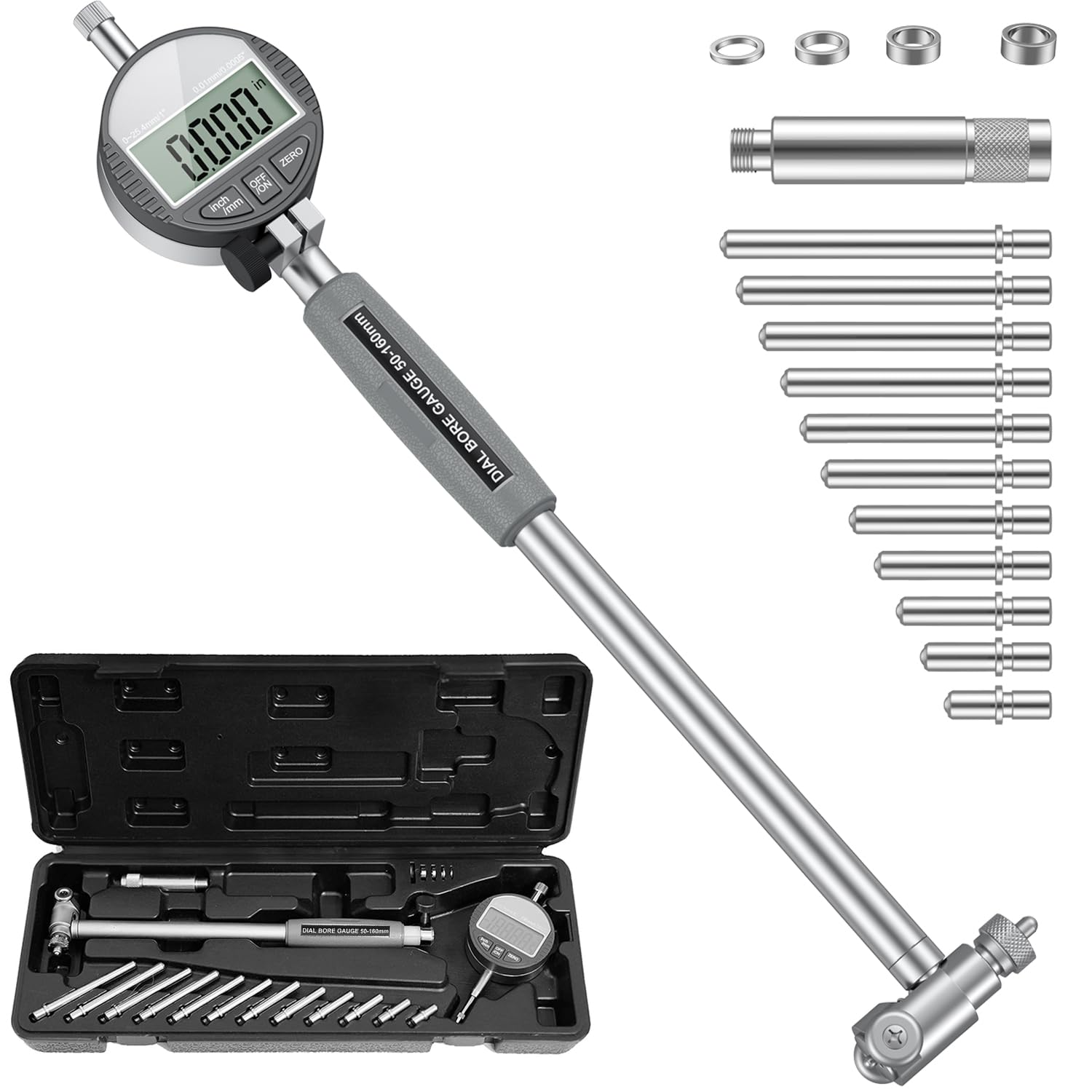 Digital Dial Indicator Bore Gauges (2"-6"/0.0005"), Engine Cylinder Measurement with Carbide anvils