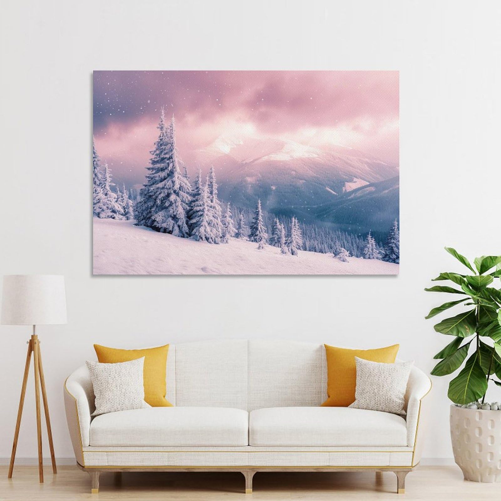 絵画 インテリア　絵　額付き (白）油絵　uF6-062903　風景（冬景色） 絵画 インテリア 絵 額付き (白）油絵 uF6-062903 風景（冬景色