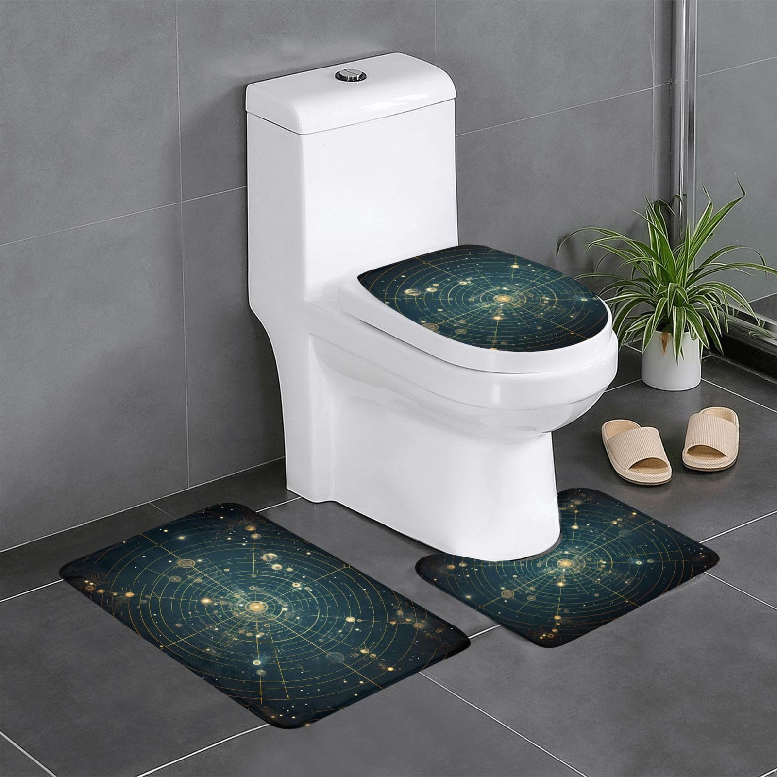 Tapis de bain constellation zodiaque lot de 3 en tissu durable de haute qualité