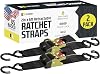 DC Cargo - Retractable Ratchet Strap, 2 Pack (2 inch x 6 feet) - Heavy Duty Tie Down Auto Retractable Ratchet Straps - Easy Self Contained Black Ratchet Strap Tie Downs for Trailers, Vehicles, Boat