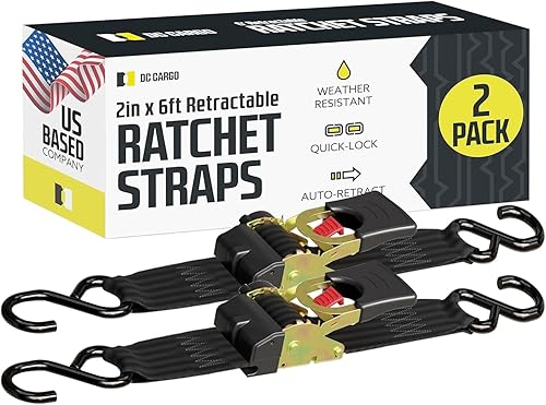 Miniatura 18 de DC Cargo Mall Correa de trinquete retráctil para barco, kit de Gunwale resistente y correas de amarre de popa y correas de alta resistencia de 2 x