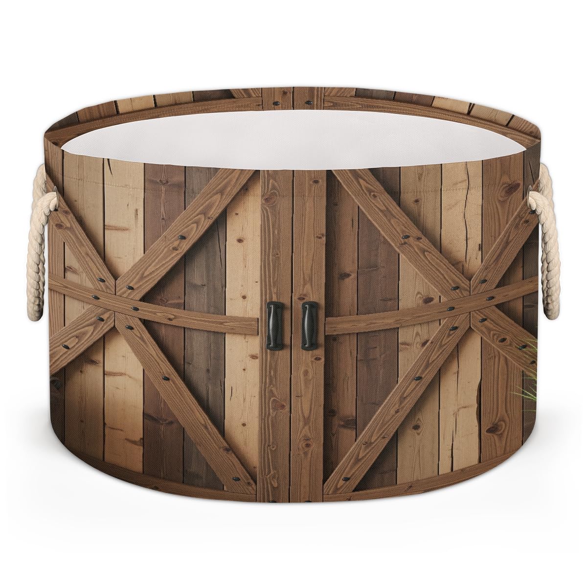 Panier à linge pliable et grand bac à jouets au design bois rustique