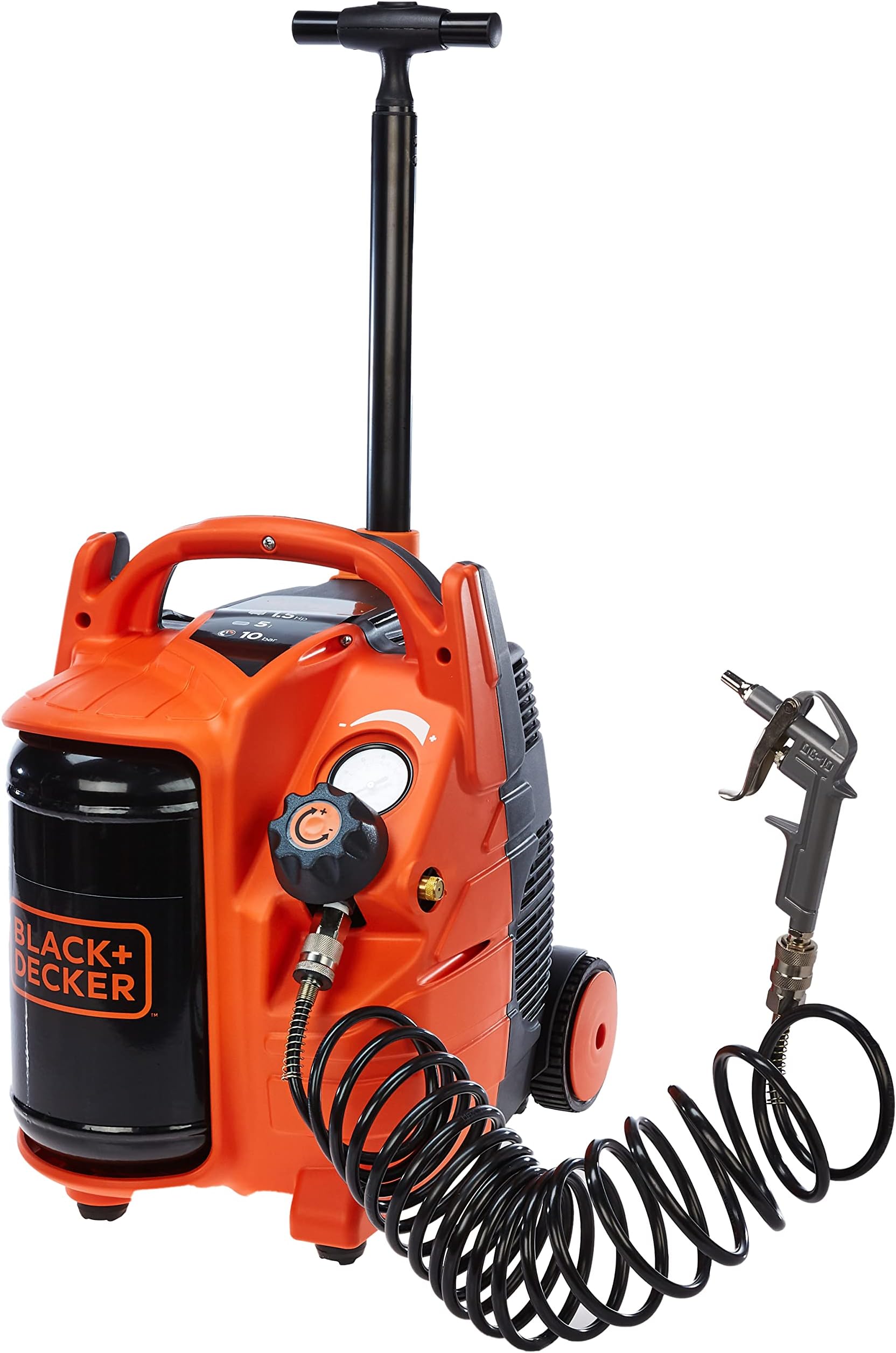 Black & Decker BD 195/5-MY-T Black + Decker 10 Bar Compressor, 1.5 HP Motor, 5 L Tank, 180 l/min Air Flow, with Kit