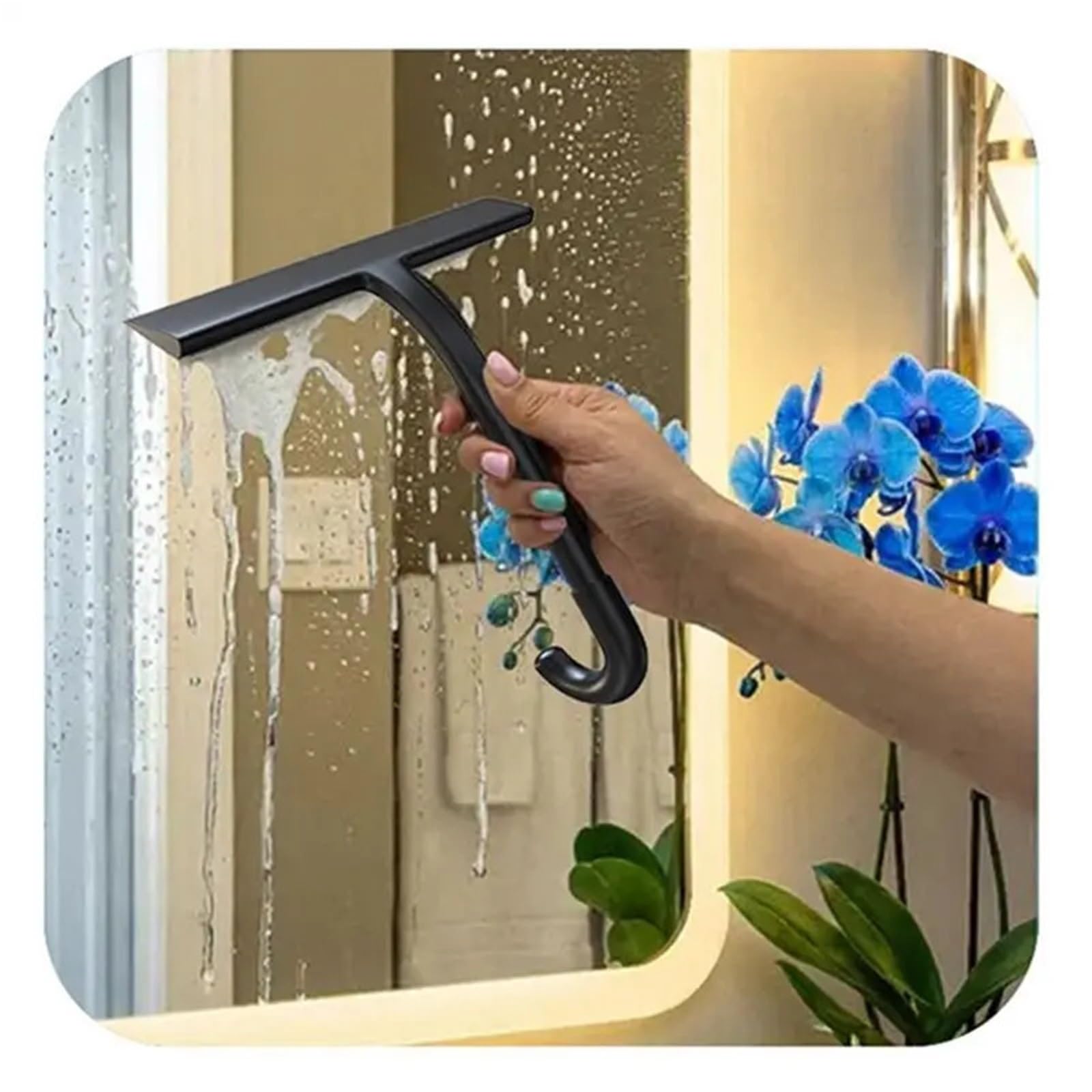 Duschabzieher Streifenfreier Silikon-Duschabzieher mit integriertem großen Haken, ergonomischem Griff und Klinge for Glastüren Badezimmerspiegel
