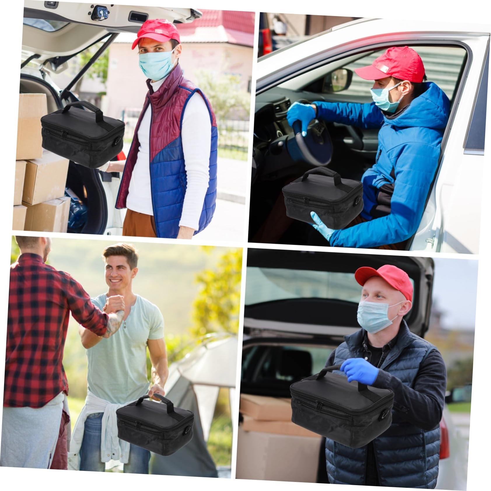 Bolsa Térmica para Alimentos 12v para Coche Aislamiento y Tejido Oxford Portátil para Oficina y Viajes, Calentador de Comida y Bebida