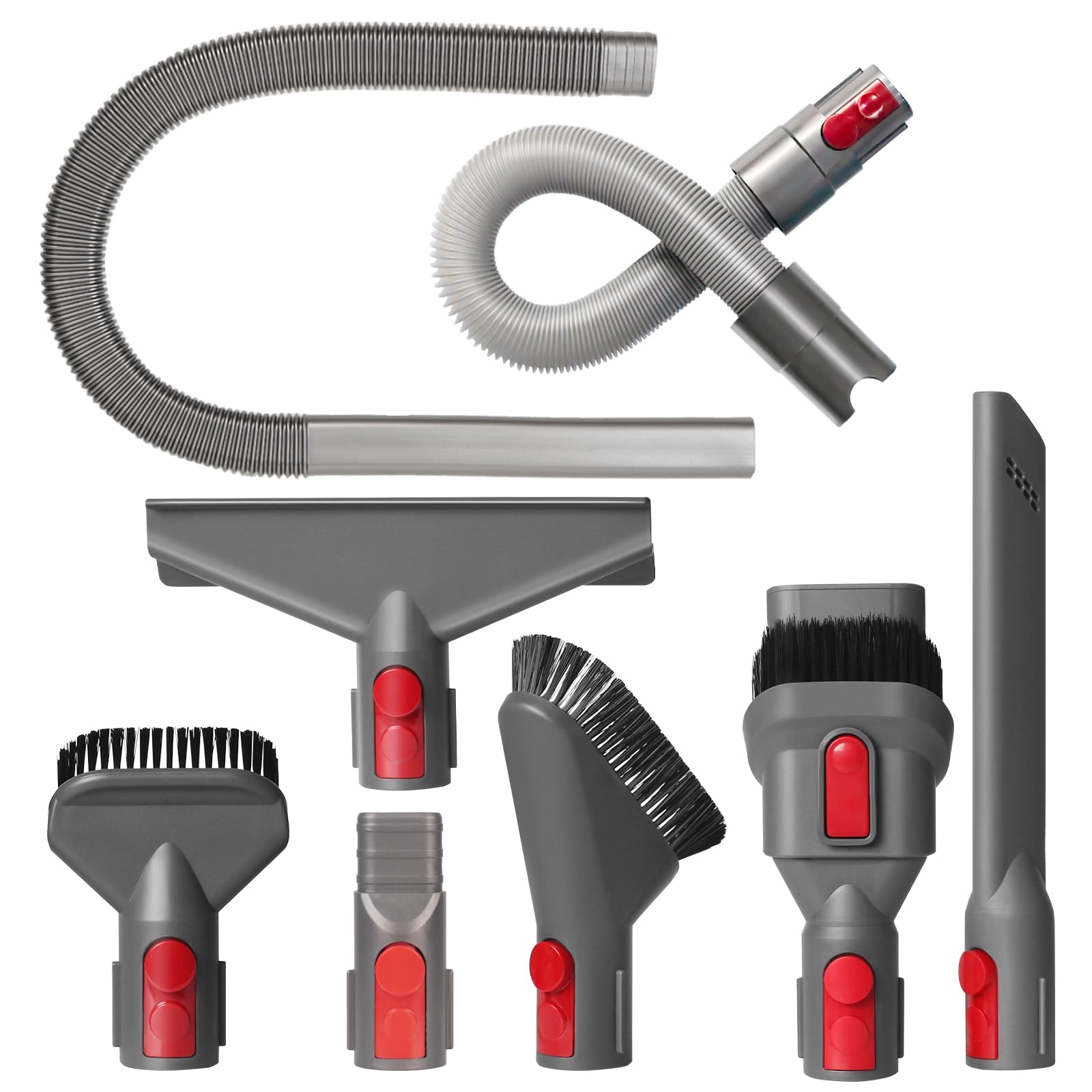 Vacuum Attachment Kit Compatible with Dyson V7 V8 V10 V11 V15 Vacuum Cleaner，Dryer Vent Hose Flexible Extension Hose Mattress Tool Stiff Brush Soft Bristle Crevice Tool Attachment for Home Cleaning