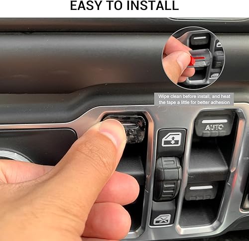 Miniatura 6 de Jimen Compatible con Jeep Wrangler JL JLU 2018-2023 y Jeep Gladiator JT 2020-2023, 4 piezas de cubierta de interruptor de ventana de consola