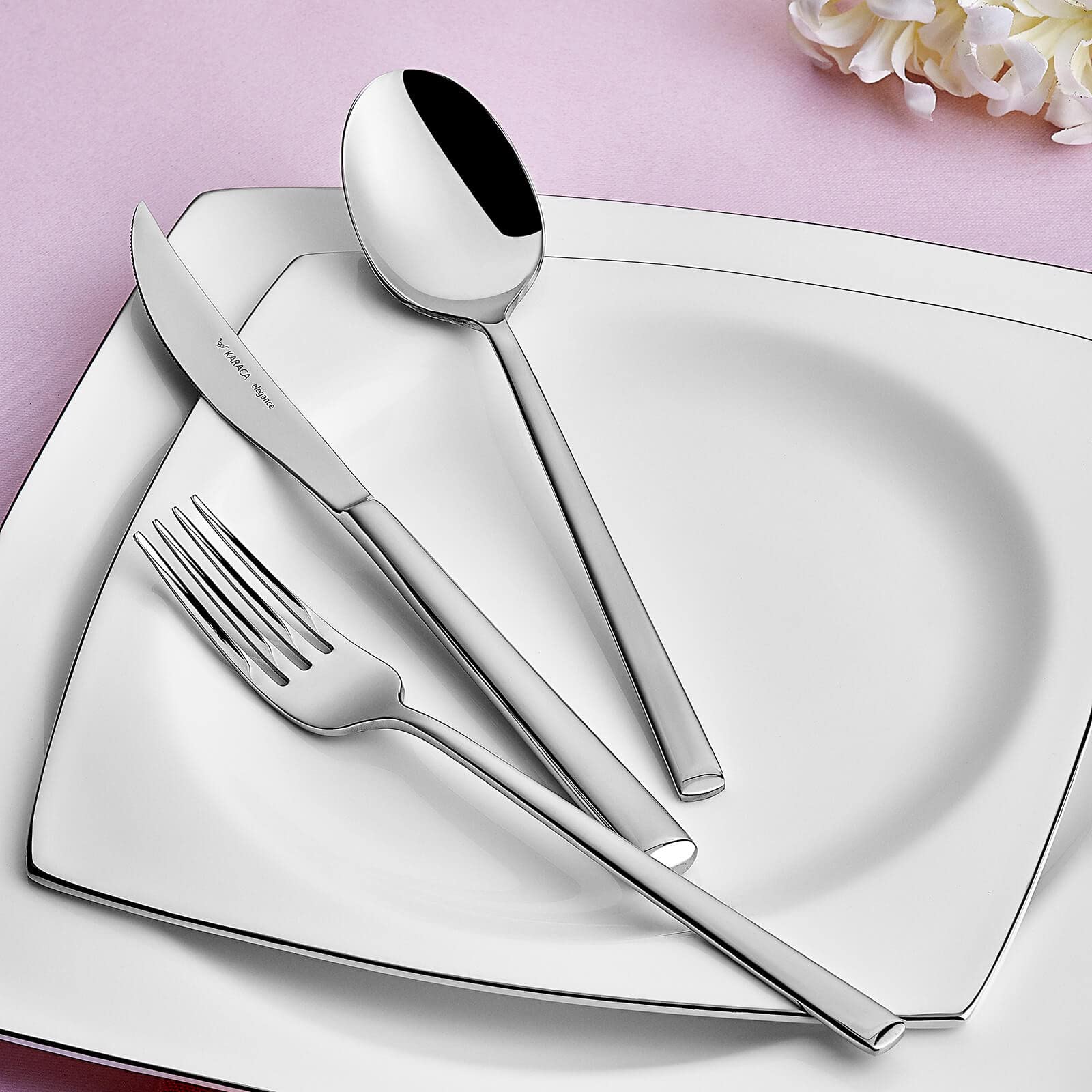 Karaca Tivoli 60-Teiliges Besteck-Set, Fur 12 Personen, 18/10 Edelstahl Besteck- Set, Spulmaschinengeeignet, Perfekt fur den taglichen Gebrauch- Karaca Edehlstahl Set