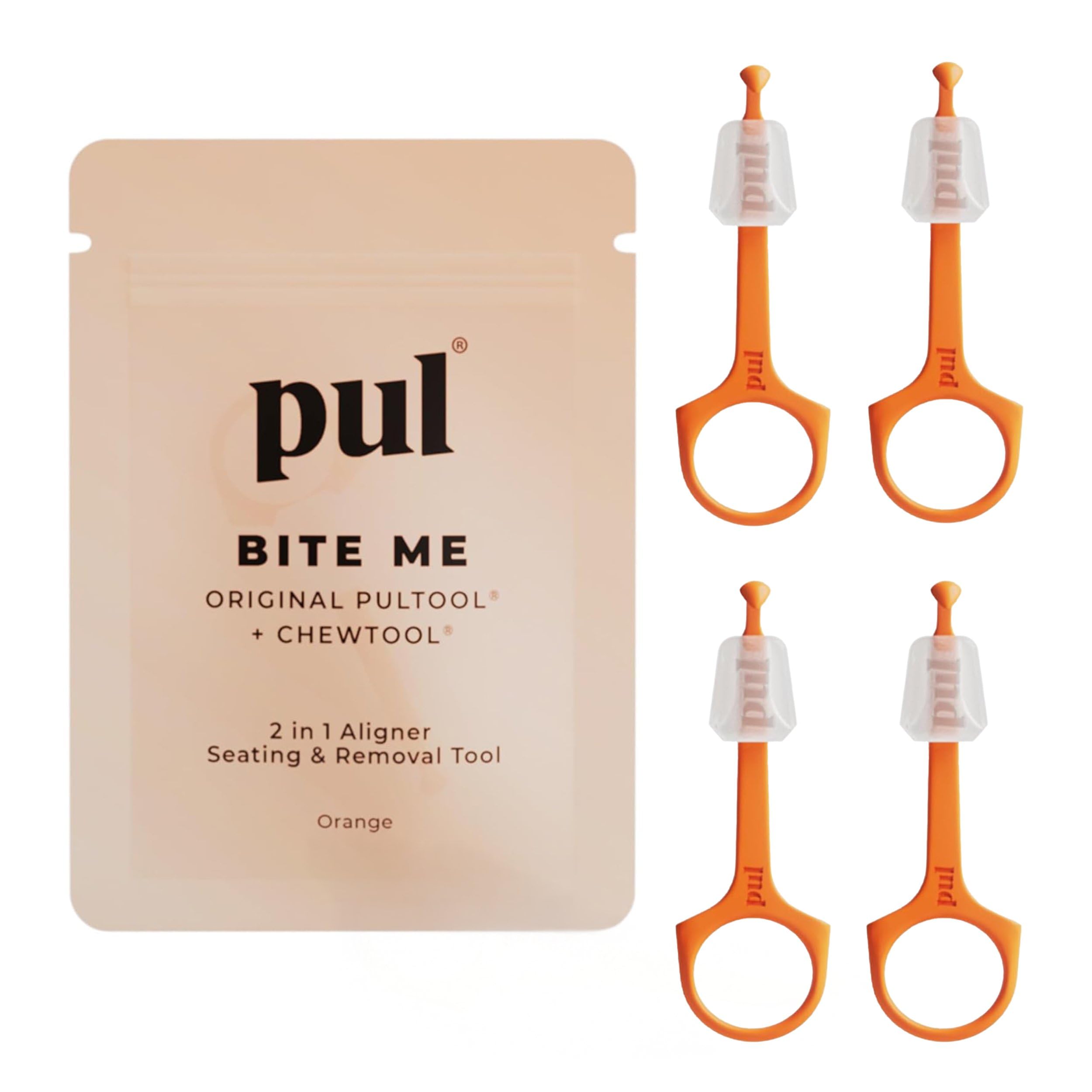 PUL System Aligner Chewies for Invisalign by PULTOOL - Aligner Remover and Chewy Seating Tool - Smile Direct Club Chewie - Acceledent Chew Tubes - Accelerator for Braces - 4 Pack