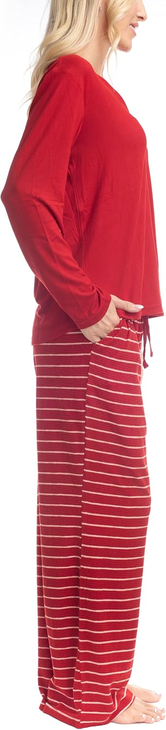 Goodnight Kiss 2 Piece Women's Loungewear, Soft Butter Knit Pajama Set, Ladies Fleece Pajamas with Pockets - Image 2