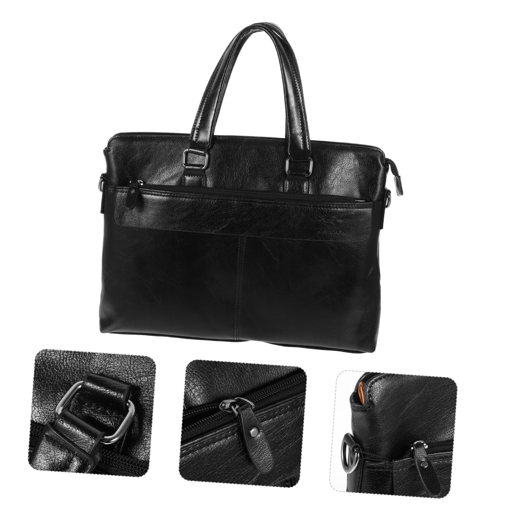 Modische Aktentasche und Vielseitigen Tragemöglichkeiten Handtasche Business aus Pu Leder Durchdachtem Innenraum in Schwarz Herren für Büro und Reisen