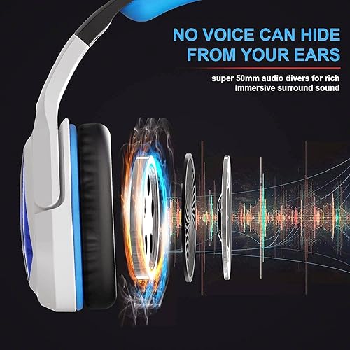 Miniatura 4 de Auriculares supraaurales estéreo Sades, con cable para PC, de 964 pulgadas, para videojuegos, con micrófono, Blanco