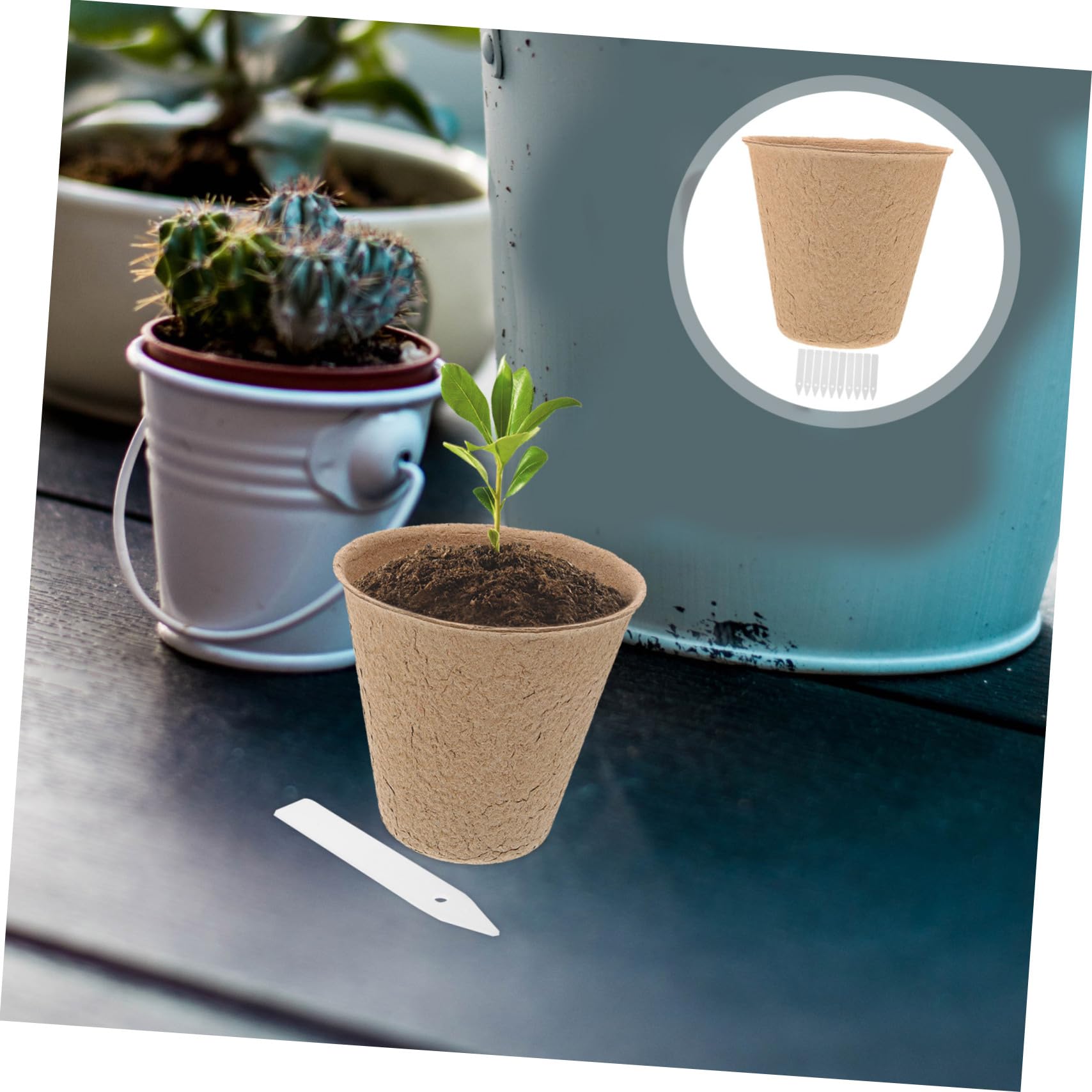 Vasi da Vivaio in Polpa di Torba Biodegradabili 110 Pezzi Etichette per Germinazione e Trapianto, Kit per Giardinaggio Domestico e Coltivazione in Vaso Ecologico