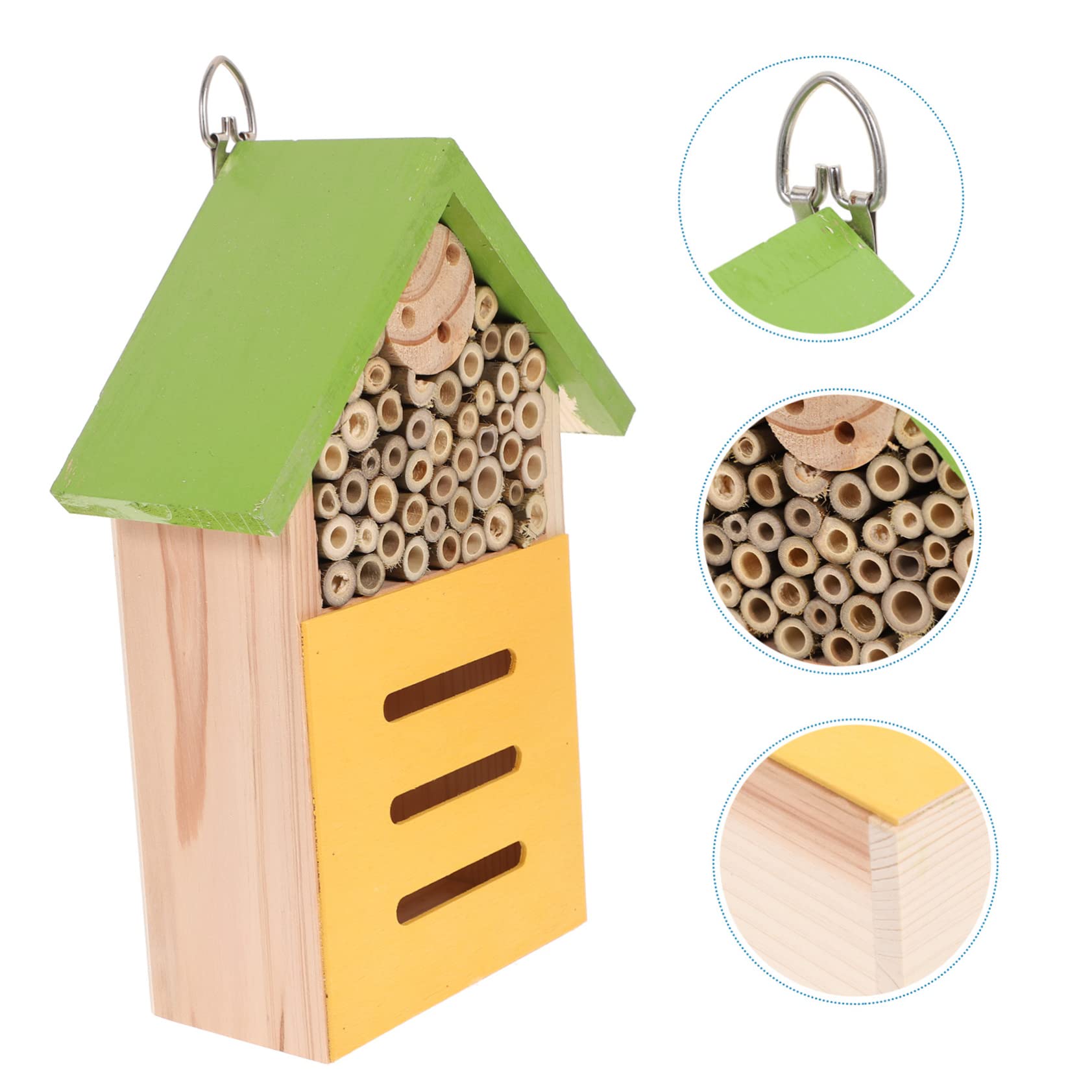 Holz Insektenhaus Grün im Holz Hütte Stil für Garten | Marienkäferhütte, Dekoratives Gartenhaus, Fördert Lebensraum und Insekten