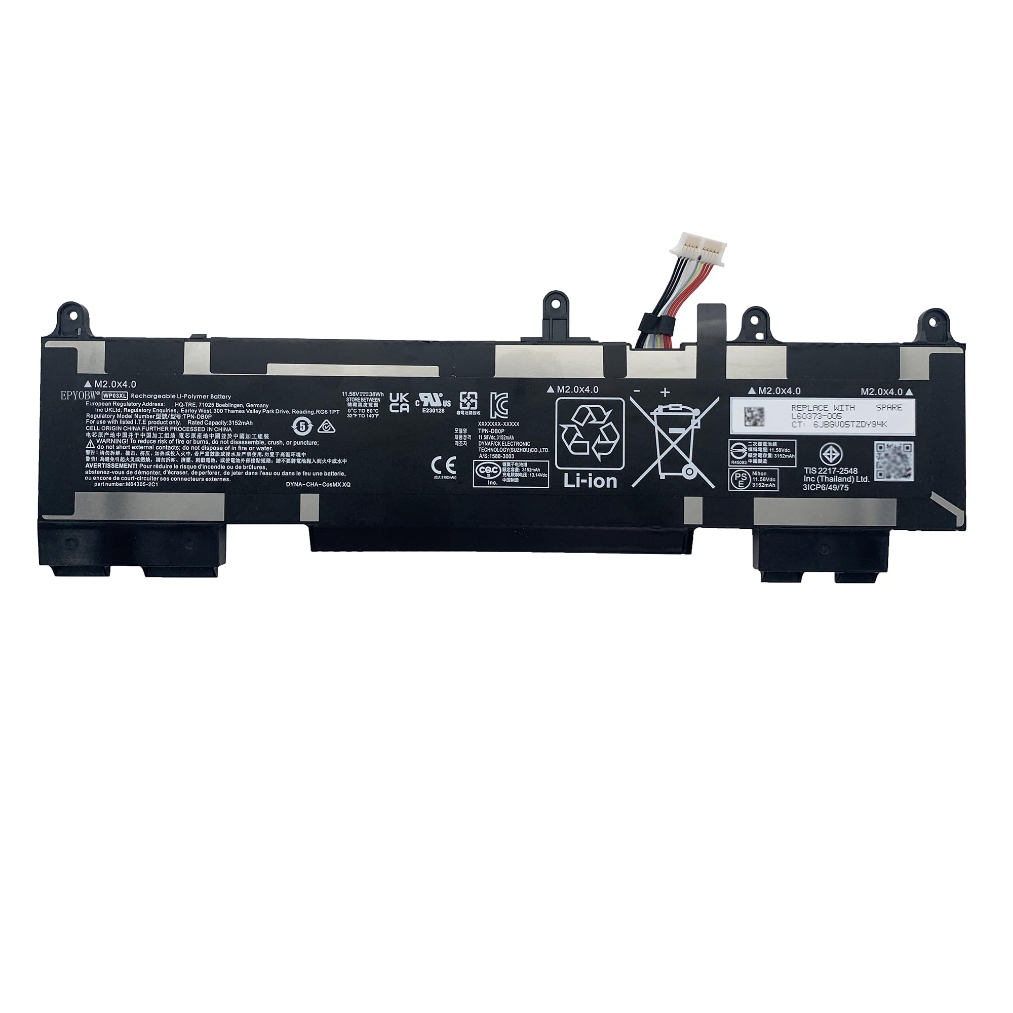 Photo 1 of EPYOBW WP03XL Laptop Battery 38Wh 4249mAh 11.58V Compatible with HP Elitebook 830 835 840 845 860 865 G9 G10 / EliteBook X360 1040 G9 G10 Series HSTNN-OB2J M73466-005 M64305-421 L78555-005