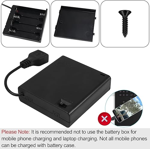 Miniatura 8 de 4 soportes de batería AA, 2 cajas de batería de 1.5 V con cable USB, interruptor de encendidoapagado para relojes de pared, radio, juguetes para