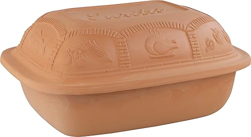 Eurita - Tostador de arcilla, horno holandés antiadherente, cocina saludable en olla de arcilla, con guía de recetas gratuita, 6.25 cuartos de galón