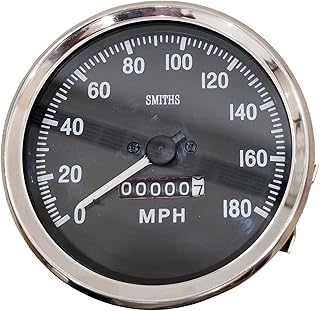 Smiths Speedometer Gauge 0–180 (x100 RPM), – Black Face, Chrome Bezel, White Needle, Clockwise – Fits Tractors & Classic V...