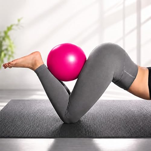 KAIDAA Anti Slip Anti Burst Yoga Ball, (25cm) 9.8 Inch Exercise Mini Soft Workout for Home Gym Yoga, Pilates, Core Training, Pregnancy Workout, Balance, Stability for Men & Woman (Pink)