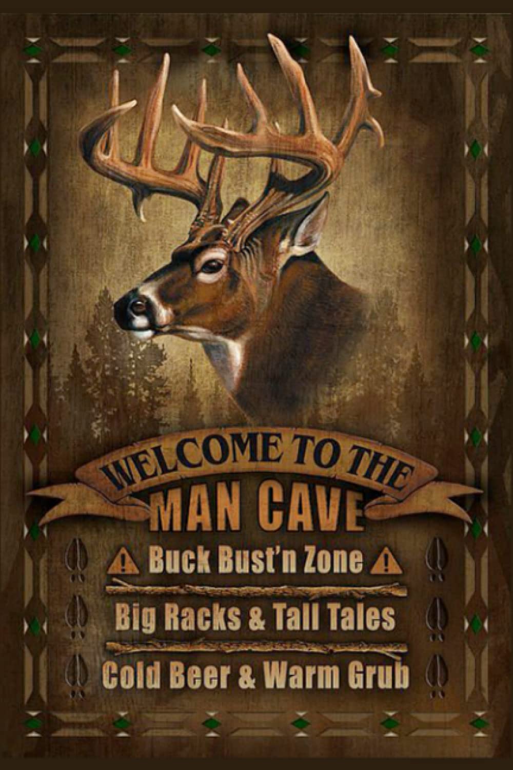 Welcome to the man cave: Buck bust’n Zone, Big Racks & Tall Tales, Cold Beer & Warm Grub