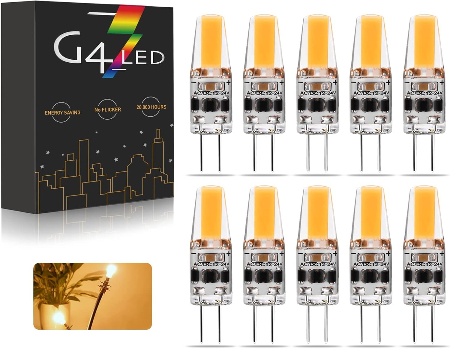 Ampoules LED G4, AC/DC 1224V 3W Dimmable G4 Blanc Chaud 3000K Ampoules LED G4, AC/DC 1224V 3W Dimmable G4 Blanc Chaud 3000K