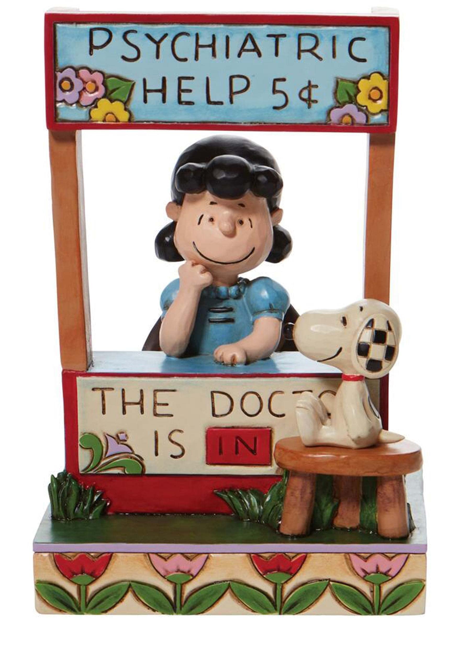 EnescoPeanuts by Jim Shore Lucy Psychiatric Help The Doctor is in Booth Figurine, 6 Inch, Multicolor