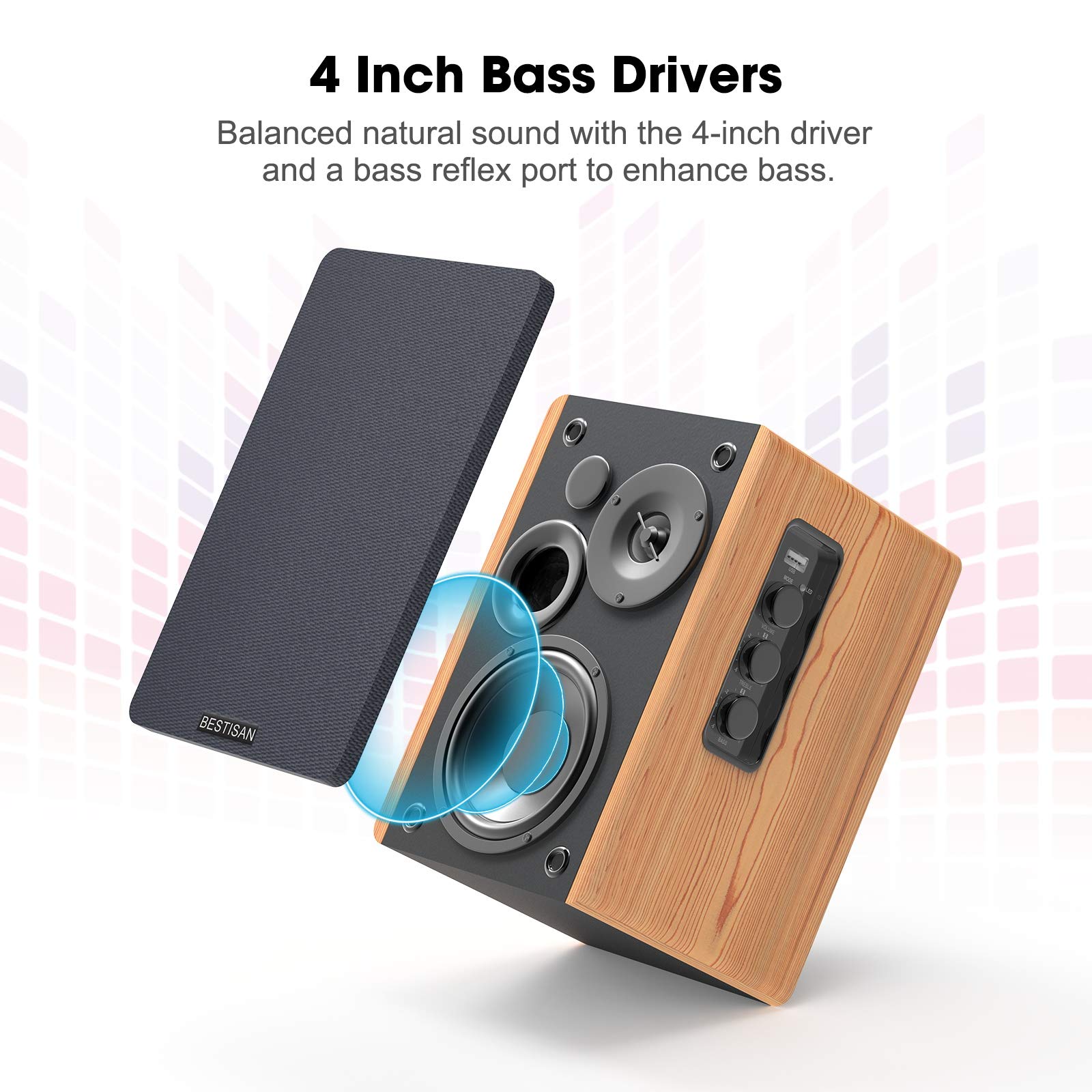 Bookshelf Speakers, BESTISAN Powered Bluetooth Bookshe...B08LPTJ5QX