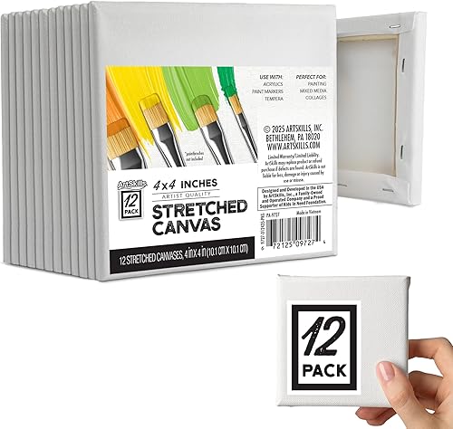 Miniatura 20 de ArtSkills Lienzos estirados para pintar, suministros de pintura en lienzo de 12 x 16 pulgadas para artistas, paquete de lienzo en blanco, paquete