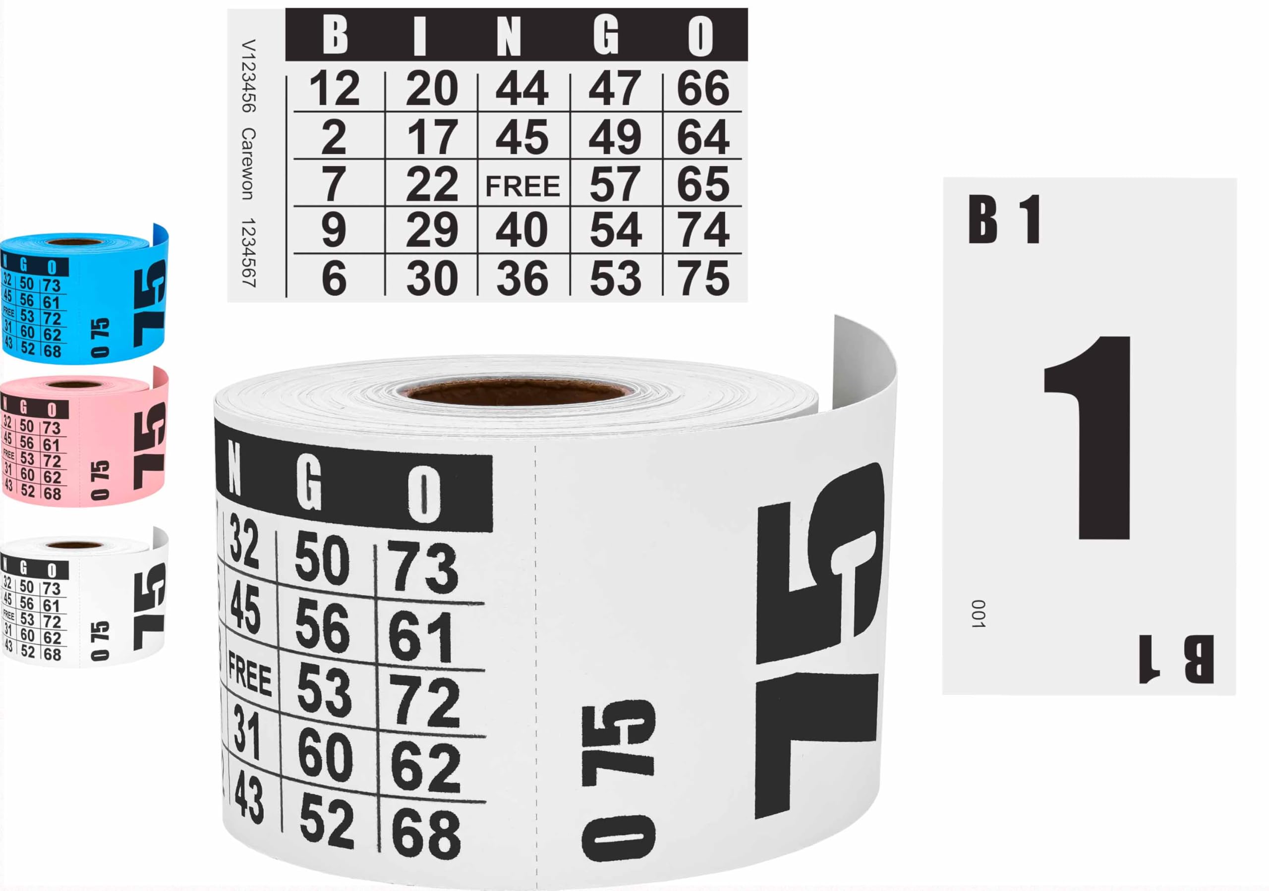 Mini Bingo Set, White (1 of 3 Colors), 3.5" x 2", 175 Bingo Cards & 75 Calling Cards - Disposable or Reusable